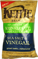 Kettle 40% Reduced Fat Krinkle Cut Potato Chips Sea Salt & Vinegar