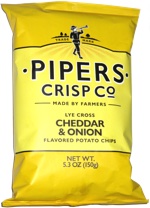 Pipers Crisp Co. Lye Cross Cheddar & Onion Flavored Potato Chips